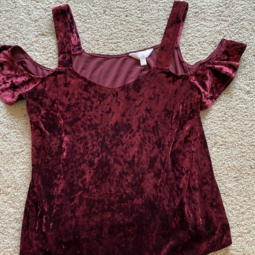 Velvet cold shoulder blouse